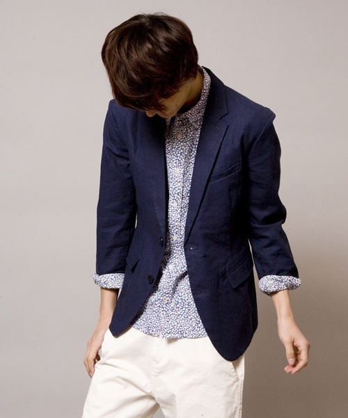 WEGO(ウィゴー)の「WEGO/綿麻7S2ボタンテーラードジャケット(テーラードジャケット・メンズ・ブラック/ナチュラル/ターコイズブルー/ネイビー/ワイン・MEDIUM/LARGE)」の3枚目の写真