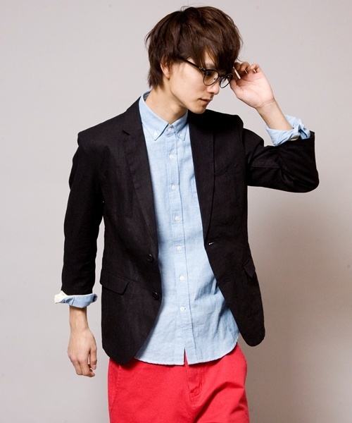 WEGO(ウィゴー)の「WEGO/綿麻7S2ボタンテーラードジャケット(テーラードジャケット・メンズ・ブラック/ナチュラル/ターコイズブルー/ネイビー/ワイン・MEDIUM/LARGE)」の2枚目の写真