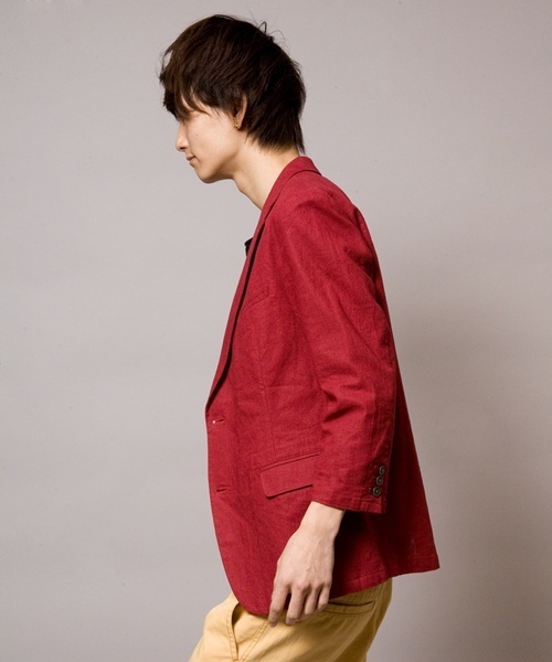 WEGO(ウィゴー)の「WEGO/綿麻7S2ボタンテーラードジャケット(テーラードジャケット・メンズ・ブラック/ナチュラル/ターコイズブルー/ネイビー/ワイン・MEDIUM/LARGE)」の6枚目の写真