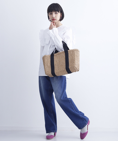 MERLOT（メルロー）の「テープカゴバッグ110-2437（かごバッグ・レディース・キナリ/ベージュ・FREE）」の10枚目の写真