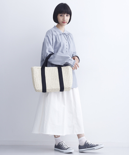 MERLOT（メルロー）の「テープカゴバッグ110-2437（かごバッグ・レディース・キナリ/ベージュ・FREE）」の9枚目の写真