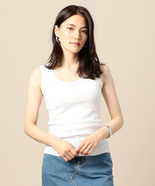 BEAUTY&YOUTH UNITED ARROWS（ビューティーアンドユースユナイテッドアローズ）の「BY スビンコットンフライスタンクトップ ◆（タンクトップ・レディース・レッド/ホワイト/ライトグレー/ブラック/ベージュ・FREE）」の2枚目の写真