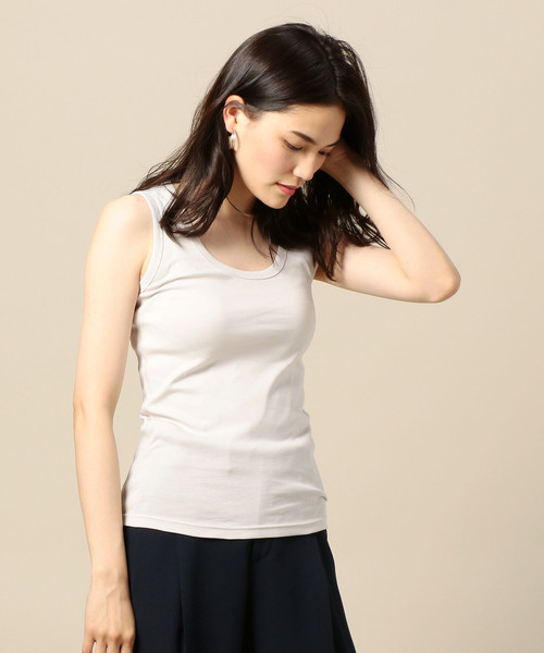BEAUTY&YOUTH UNITED ARROWS（ビューティーアンドユースユナイテッドアローズ）の「BY スビンコットンフライスタンクトップ ◆（タンクトップ・レディース・レッド/ホワイト/ライトグレー/ブラック/ベージュ・FREE）」の4枚目の写真