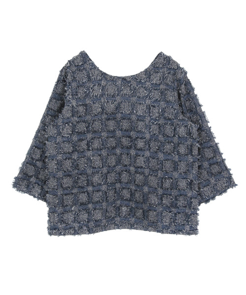 titivate(ティティベイト)の「マスフリンジパターン2wayトップス(Tシャツ/カットソー・レディース・ブルー/ホワイト/ブラック・L/M/S)」の9枚目の写真