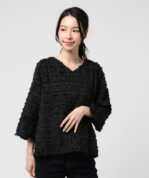 titivate(ティティベイト)の「マスフリンジパターン2wayトップス(Tシャツ/カットソー・レディース・ブルー/ホワイト/ブラック・L/M/S)」の17枚目の写真