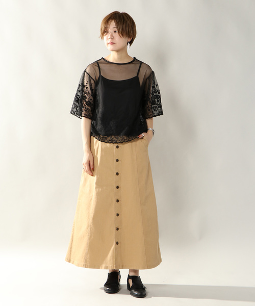 notch.(ノッチ)の「チュール刺繍プルオーバーアンサンブル (シャツ/ブラウス・レディース・オフホワイト/ブラック・M)」の9枚目の写真
