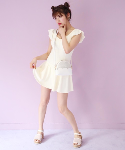 Nice claup 肩フリルswimwear 水着　グレー Nice claup 肩フリルswimwear 水着 グレー - メルカリ