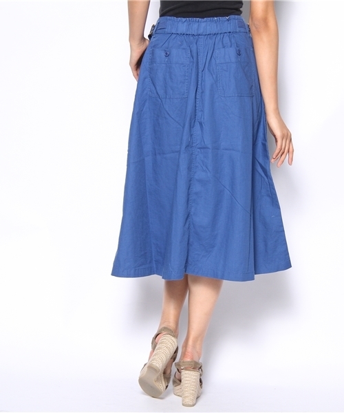 coen（コーエン）の「綿麻フレアロングスカート（スカート・レディース・オリーブ/コバルトブルー・フリー）」の4枚目の写真