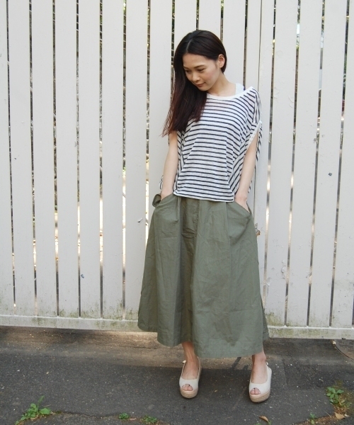 coen（コーエン）の「綿麻フレアロングスカート（スカート・レディース・オリーブ/コバルトブルー・フリー）」の12枚目の写真