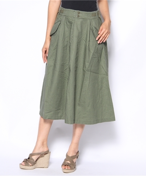 coen（コーエン）の「綿麻フレアロングスカート（スカート・レディース・オリーブ/コバルトブルー・フリー）」の13枚目の写真