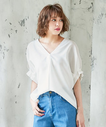 KOBE LETTUCE | 袖タックバックボタン両Vネック2Wayブラウス＊レディース/トップス[C3384]神戸レタス(シャツ/ブラウス)