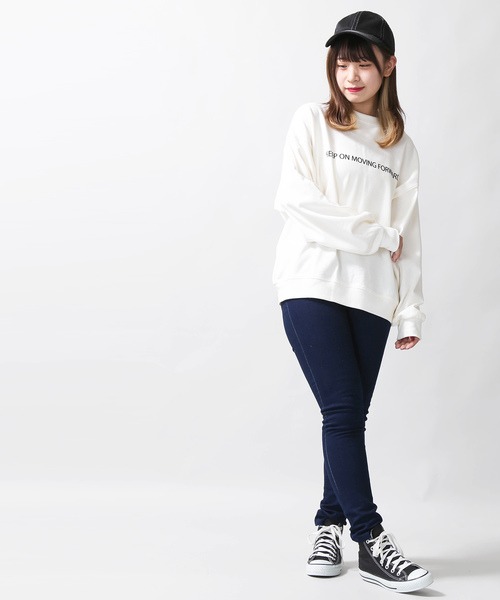 WEGO（ウィゴー）の「WEGO/シンプルロゴプリントスウェット（スウェット・レディース・ベージュ/オフホワイト/ブラック/ピンク・FREE）」の9枚目の写真