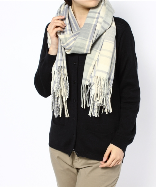 WEGO(ウィゴー)の「WEGO/大判チェックストール(ストール/ショール・レディース・グリーン/ネイビー/ワイン/ベージュ/ブルー/パープル・FREE)」の7枚目の写真