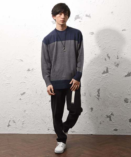 MinoriTY（マイノリティ）の「バイカラーニット（ニット/セーター・メンズ・ネイビー/チャコール/モカ・M/L）」の6枚目の写真