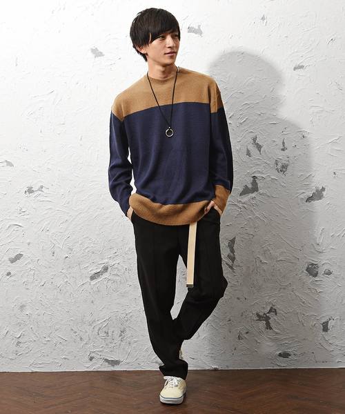 MinoriTY（マイノリティ）の「バイカラーニット（ニット/セーター・メンズ・ネイビー/チャコール/モカ・M/L）」の8枚目の写真