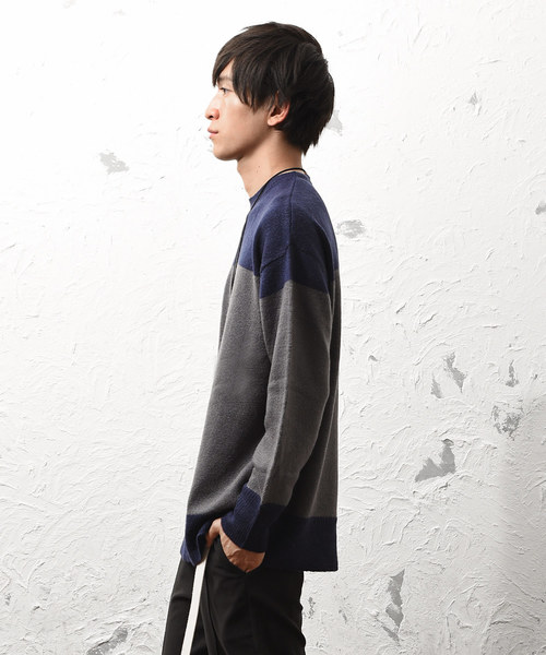 MinoriTY（マイノリティ）の「バイカラーニット（ニット/セーター・メンズ・ネイビー/チャコール/モカ・M/L）」の14枚目の写真