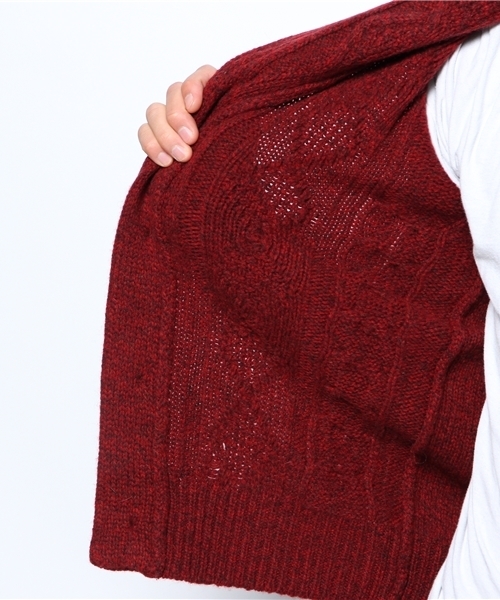 EDIFICE(エディフィス)の「◇LAMBケーブルショール カーディガン(カーディガン/ボレロ・メンズ・グリーン/チャコールグレー/ボルドー/ネイビー・46/48/44/50)」の12枚目の写真