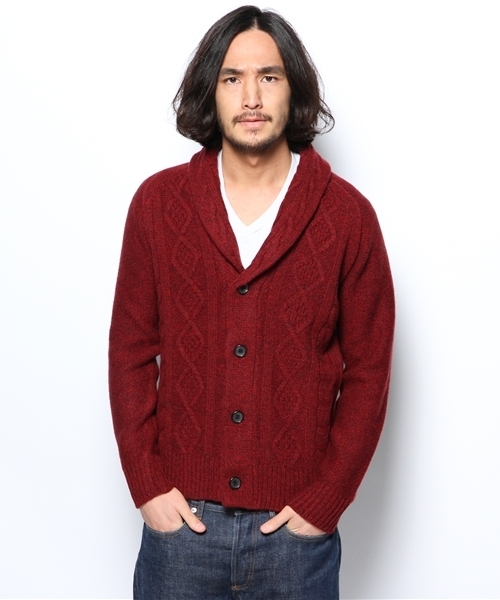 EDIFICE(エディフィス)の「◇LAMBケーブルショール カーディガン(カーディガン/ボレロ・メンズ・グリーン/チャコールグレー/ボルドー/ネイビー・46/48/44/50)」の15枚目の写真