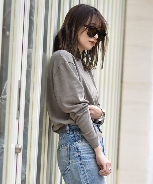TRUNC(トランクエイティーエイト)の「Lazy Basque Shirt(Tシャツ/カットソー・レディース・チャコールグレー/ブラウン/グレー/アイボリー・FREE)」の4枚目の写真