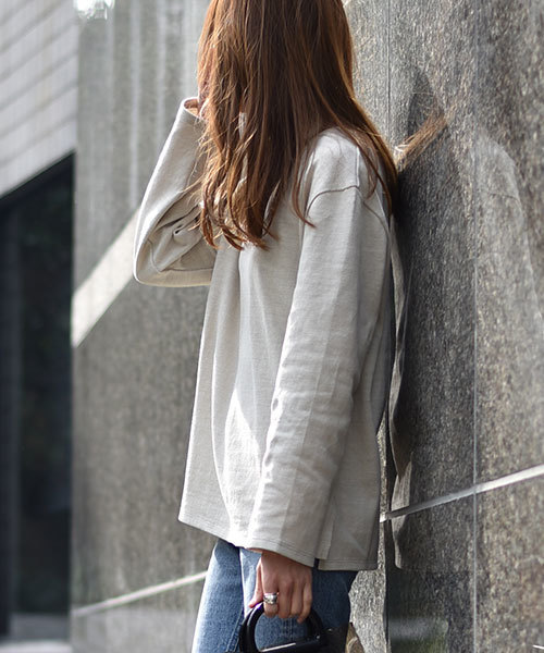 TRUNC(トランクエイティーエイト)の「Lazy Basque Shirt(Tシャツ/カットソー・レディース・チャコールグレー/ブラウン/グレー/アイボリー・FREE)」の2枚目の写真