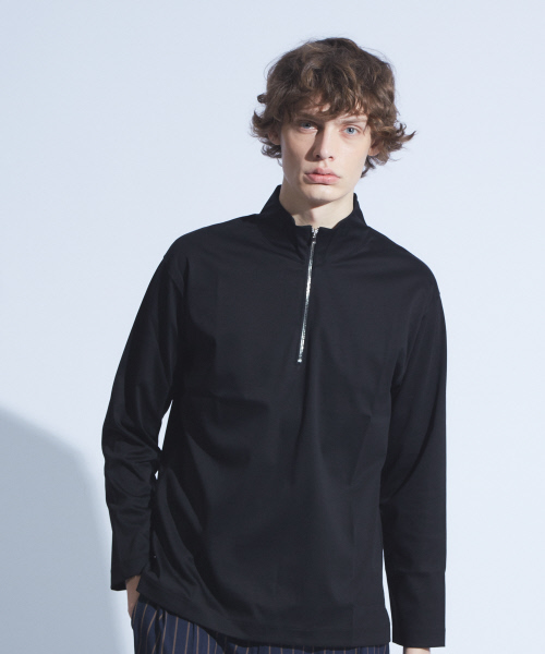 ABAHOUSE（アバハウス）の「コンパクトスムースハーフジップTシャツ（Tシャツ/カットソー・メンズ・ブラック/カーキ・44/46/48）」の2枚目の写真