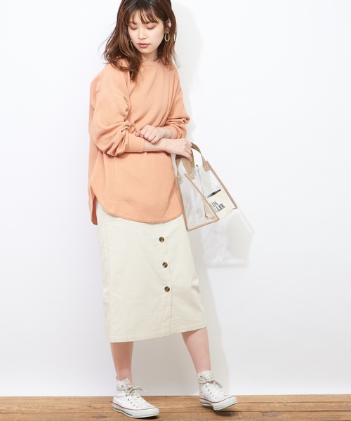 natural couture(ナチュラルクチュール)の「多釦使いカラーゆるタイト(スカート・レディース・ブラック/ベージュ/イエロー・FREE)」の9枚目の写真