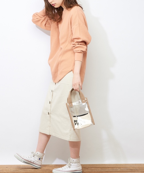 natural couture(ナチュラルクチュール)の「多釦使いカラーゆるタイト(スカート・レディース・ブラック/ベージュ/イエロー・FREE)」の10枚目の写真