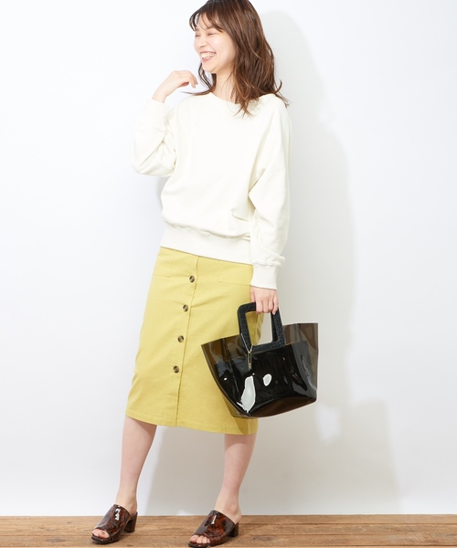 natural couture(ナチュラルクチュール)の「多釦使いカラーゆるタイト(スカート・レディース・ブラック/ベージュ/イエロー・FREE)」の11枚目の写真