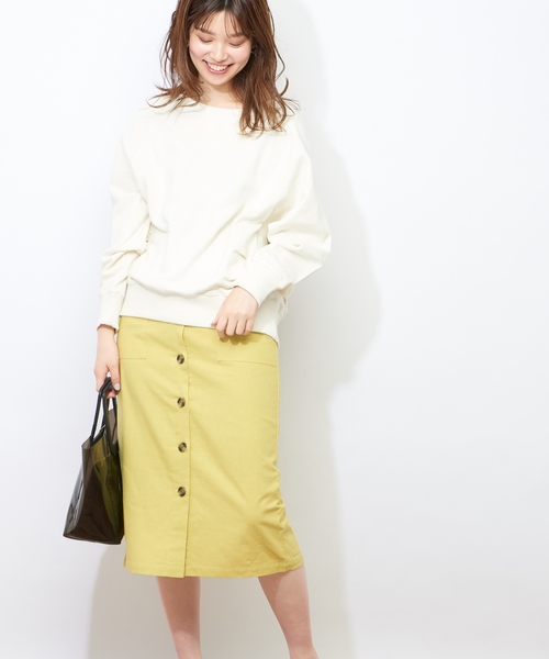 natural couture(ナチュラルクチュール)の「多釦使いカラーゆるタイト(スカート・レディース・ブラック/ベージュ/イエロー・FREE)」の12枚目の写真