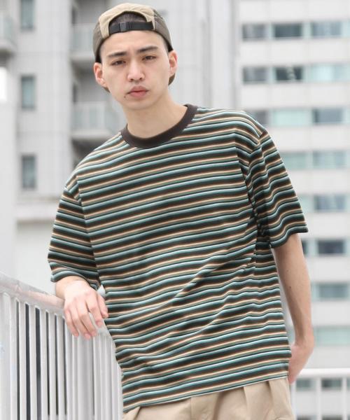 coen(コーエン)の「ビッグシルエットマルチボーダーTシャツ2(UTILITY LINE)(Tシャツ/カットソー・メンズ・その他1/その他・SMALL/MEDIUM/LARGE)」の3枚目の写真