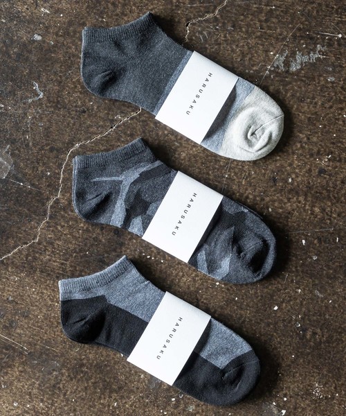 HARUSAKU CC（ハルサクシーシー）の「HARUSAKU CC  Men's Sneaker socks 3P set :メンズスニーカーソックス3Pセット（ソックス/靴下・メンズ・ブラック/グレー/グレー系その他/ホワイト/グレー系その他2/ブラウン/ホワイト系その他・M/S/L）」の7枚目の写真