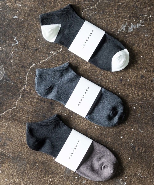 HARUSAKU CC（ハルサクシーシー）の「HARUSAKU CC  Men's Sneaker socks 3P set :メンズスニーカーソックス3Pセット（ソックス/靴下・メンズ・ブラック/グレー/グレー系その他/ホワイト/グレー系その他2/ブラウン/ホワイト系その他・M/S/L）」の4枚目の写真