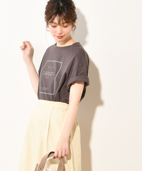 natural couture(ナチュラルクチュール)の「フレームロゴTシャツ(Tシャツ/カットソー・レディース・ライトグレー/ブラック/シルバー/アイボリー・FREE)」の16枚目の写真
