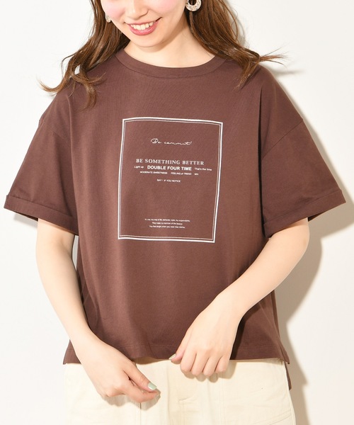 natural couture(ナチュラルクチュール)の「フレームロゴTシャツ(Tシャツ/カットソー・レディース・ライトグレー/ブラック/シルバー/アイボリー・FREE)」の14枚目の写真