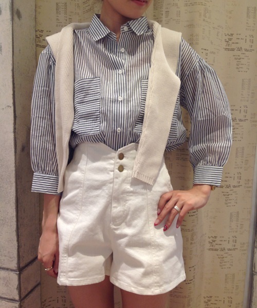 Chico（チコ）の「ストライプオーバーBL（シャツ/ブラウス・レディース・ブルー/ベージュ・FREE）」の3枚目の写真