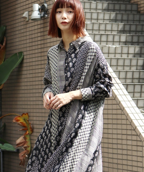 ROOPTOKYO(ループトウキョウ)の「総柄ロングシャツワンピース(ワンピース・レディース・ブラック/ネイビー/ブラウン・M)」の21枚目の写真