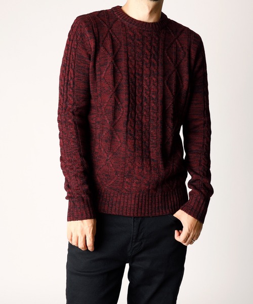 INASTUDIOS ZOO(イーナストゥディオスズー)の「「INASTUDIOS SELECT」アラン編みセーター(ニット/セーター・メンズ・ブラック/ネイビー/グレー/ブルー/ワインレッド/キナリ/ホワイト×ブラック/ブラック系その他/ベージュ・MEDIUM/LARGE/X-LARGE)」の9枚目の写真