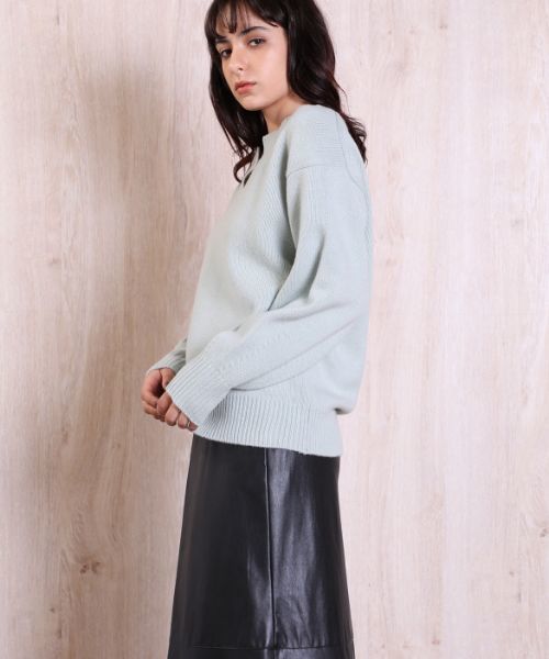 INED(イネド)の「スキッパーワイドニット《VICTORIA PREMIUM WOOL》(ニット/セーター)」|グリーン系その他