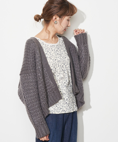 PUAL CE CIN（ピュアルセシン）の「ロービングカーディガン（カーディガン/ボレロ・レディース・グレー/アイボリー/モカ・FREE）」の2枚目の写真