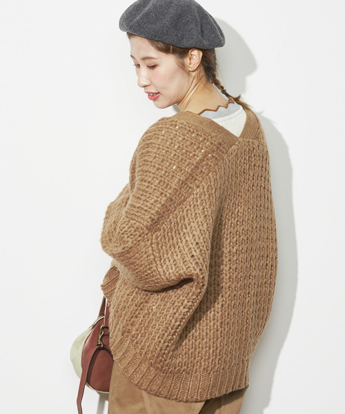 PUAL CE CIN（ピュアルセシン）の「ロービングカーディガン（カーディガン/ボレロ・レディース・グレー/アイボリー/モカ・FREE）」の3枚目の写真