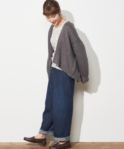 PUAL CE CIN（ピュアルセシン）の「ロービングカーディガン（カーディガン/ボレロ・レディース・グレー/アイボリー/モカ・FREE）」の9枚目の写真