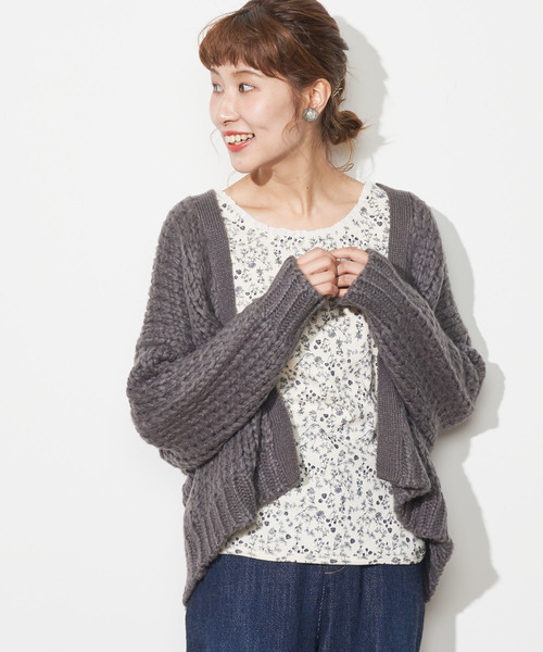 PUAL CE CIN（ピュアルセシン）の「ロービングカーディガン（カーディガン/ボレロ・レディース・グレー/アイボリー/モカ・FREE）」の8枚目の写真