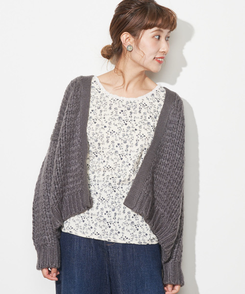PUAL CE CIN（ピュアルセシン）の「ロービングカーディガン（カーディガン/ボレロ・レディース・グレー/アイボリー/モカ・FREE）」の7枚目の写真