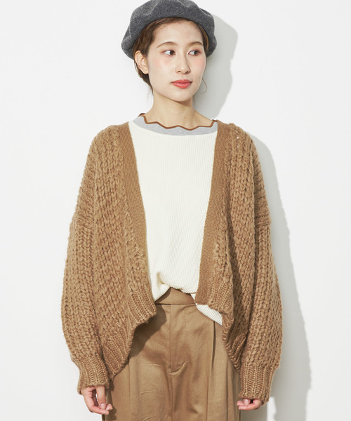 PUAL CE CIN（ピュアルセシン）の「ロービングカーディガン（カーディガン/ボレロ・レディース・グレー/アイボリー/モカ・FREE）」の22枚目の写真