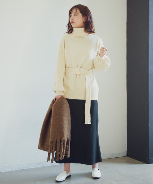 Aunt Marie's(アントマリーズ)の「AUNT MARIE'S ウエストマークハイネックニット(ニット/セーター・レディース・ホワイト/グレー/カーキ/ブラック・FREE)」の6枚目の写真