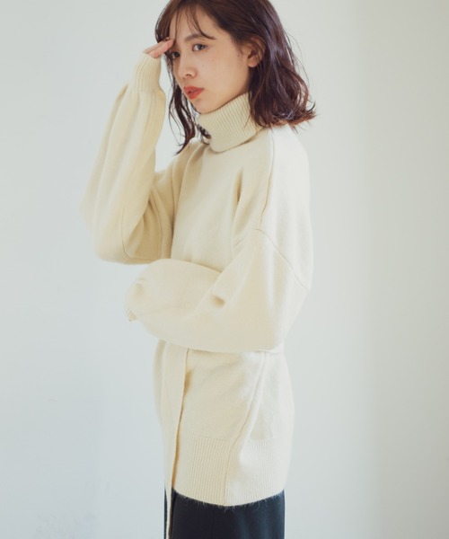 Aunt Marie's(アントマリーズ)の「AUNT MARIE'S ウエストマークハイネックニット(ニット/セーター・レディース・ホワイト/グレー/カーキ/ブラック・FREE)」の10枚目の写真