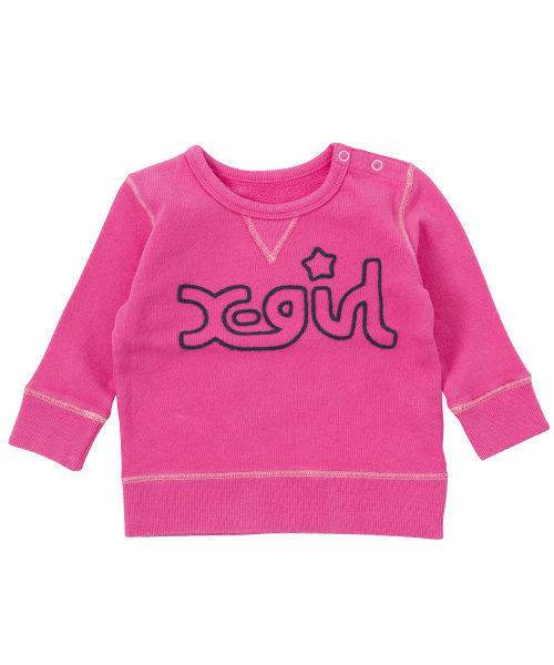 X-girl Stages（エックスガールステージス）の「CREW SWEAT MILLS LOGO　（4T～7T）/ スウェット（スウェット・キッズ・ブラック/ピンク/ネイビー・6T/7T/5T/4T）」の8枚目の写真