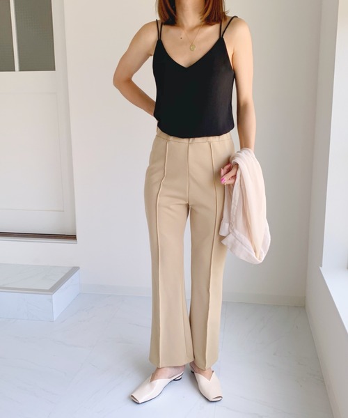 CLEA（クレア）の「バック クロス 楊柳 シフォン キャミソール（キャミソール・レディース・オリーブ/サックスブルー/ブラック/ホワイト/ピンクベージュ/ライトパープル・FREE）」の12枚目の写真