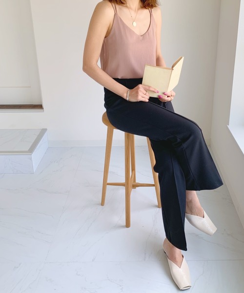 CLEA（クレア）の「バック クロス 楊柳 シフォン キャミソール（キャミソール・レディース・オリーブ/サックスブルー/ブラック/ホワイト/ピンクベージュ/ライトパープル・FREE）」の20枚目の写真