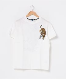 和柄プリントスラブＴシャツ　バックプリント